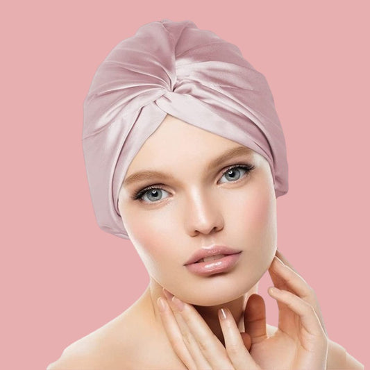 Premium Silk Hair Bonnet for Sleeping - Friction-Reducing Night Cap for All Hair Types - Pink