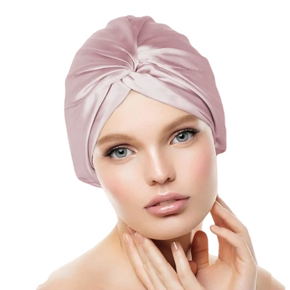 Premium Silk Hair Bonnet for Sleeping - Friction-Reducing Night Cap for All Hair Types - Pink