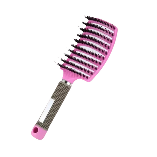 Flexoria Ergonomic Detangling Hair Brush - Flexible Bristle Paddle Brush for Wet and Dry Hair - Pink